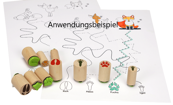 Holzstempel Tierspuren 10Stück
